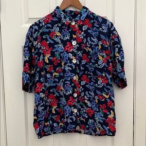 Vintage Floral Button-Up Shirt Size L